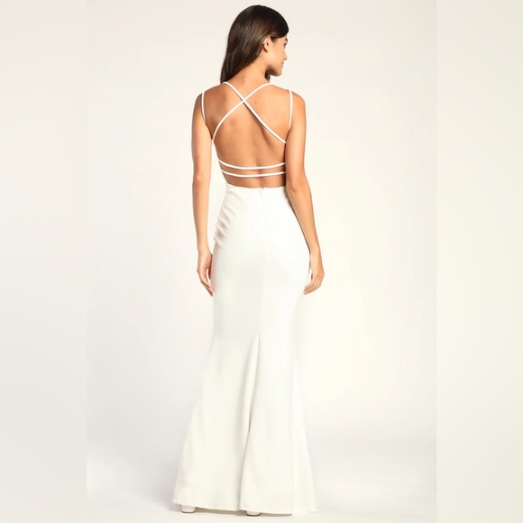 Lulus Bridal All This Allure White Strappy Backless Mermaid Maxi Dress - Picture 4 of 12